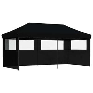 vidaXL Tienda de fiesta plegable Pop-Up con 3 paredes laterales negra