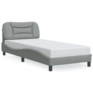 vidaXL Estructura de cama con LED sin colch&oacute;n Hvar tela gris claro 90x200 cm