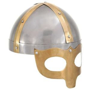 vidaXL R&eacute;plica de casco vikingo antiguo LARP acero plateado