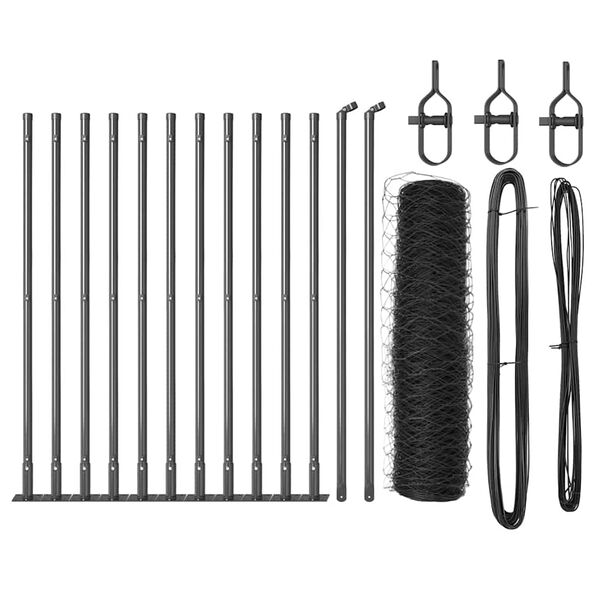 vidaXL Poste de Valla Gris 25 x 0,5 m (malla de 36 mm) Acero