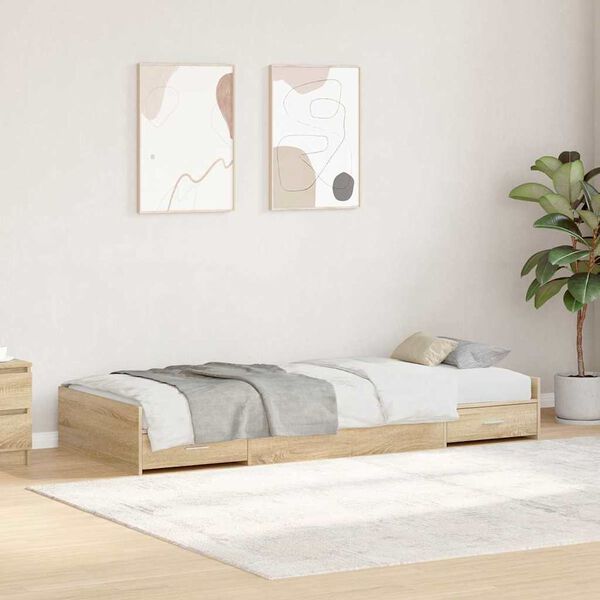 vidaXL Estructura de cama con cabecera Roble Sonoma 70 x 190 cm