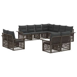 vidaXL Conjunto de sof&aacute;s de jard&iacute;n 11 uds. Gris y Gris Oscuro