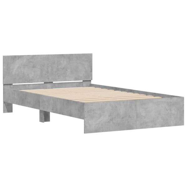 vidaXL Estructura de cama con cabecero gris hormig&oacute;n 120x190 cm