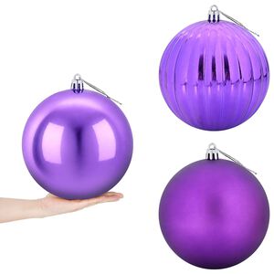 vidaXL Set de bolas de Navidad XXL 3 uds. Lila &Oslash; 25 cm Pl&aacute;stico