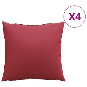 vidaXL Cojines para sof&aacute;, 4 unidades, color rojo vino, 60x60 cm