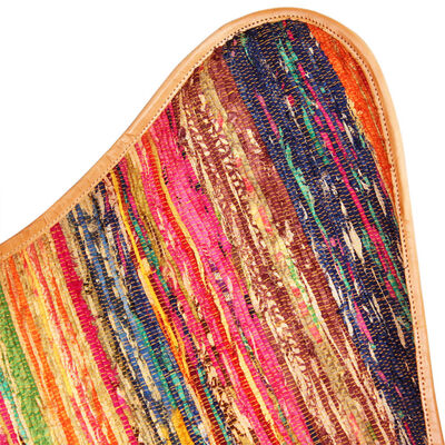 vidaXL Silla butterfly de tela chindi Multicolor