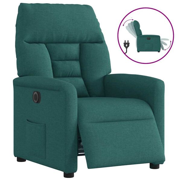 vidaXL Sill&oacute;n reclinable el&eacute;ctrico tela verde oscuro