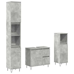 vidaXL Set muebles de ba&ntilde;o 2 piezas madera contrachapada gris hormig&oacute;n