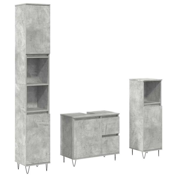 vidaXL Set muebles de baño 2 piezas madera contrachapada gris hormigón