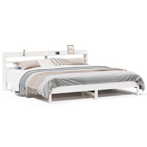vidaXL Estructura de cama sin colch&oacute;n madera maciza blanca 200x200 cm