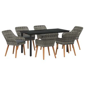 vidaXL Conjunto de Comedor de Jardín 7 pcs Gris ratán sintético