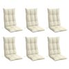 vidaXL Cojines de silla respaldo alto 6 uds tela Oxford color crema