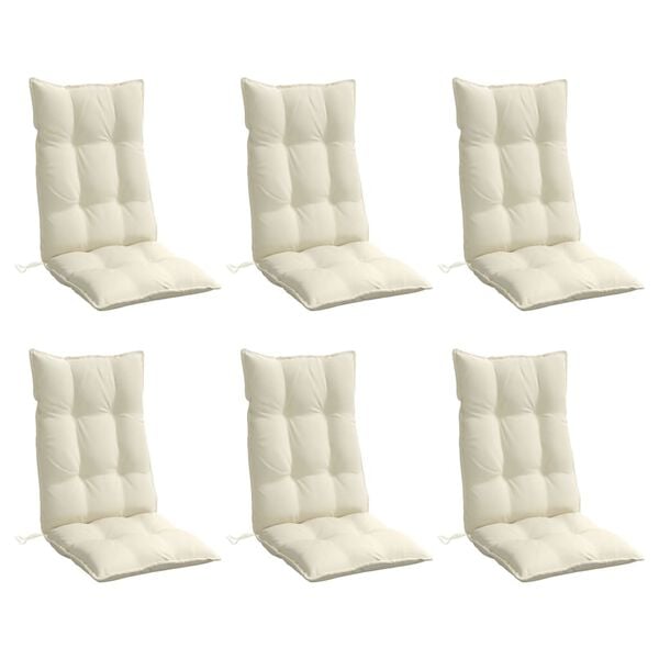 vidaXL Cojines de silla respaldo alto 6 uds tela Oxford color crema