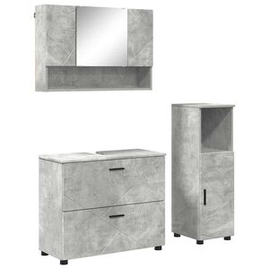 vidaXL Juego de muebles de ba&ntilde;o con caj&oacute;n 3 pcs Gris Concreto