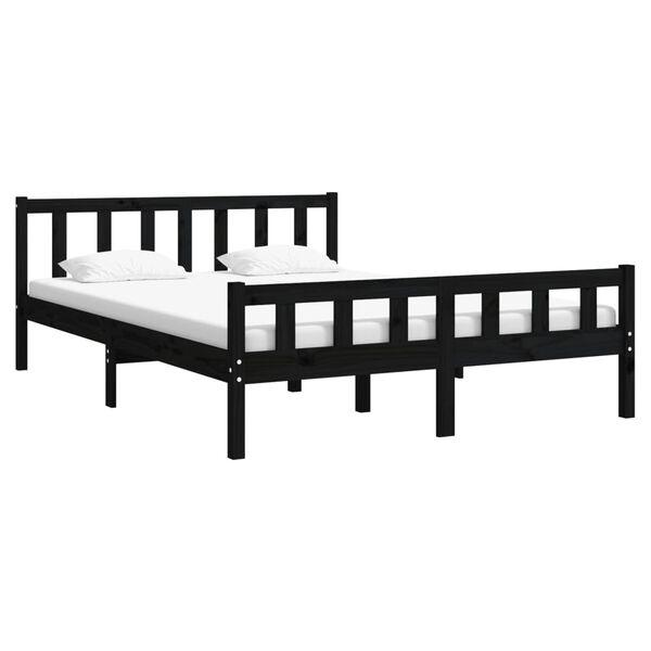 vidaXL Estructura de cama sin colchón madera maciza negro 120x200 cm