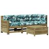vidaXL Juego de muebles jard&iacute;n 4 pzas y cojines madera pino impregnada
