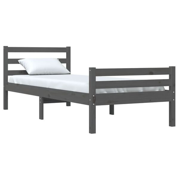 vidaXL Estructura de cama sin colch&oacute;n madera maciza gris 100x200 cm