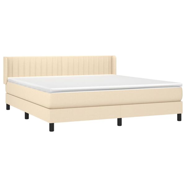vidaXL Cama box spring con colch&oacute;n tela color crema 160x200 cm