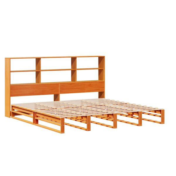 vidaXL Cama con estanter&iacute;a sin colch&oacute;n madera maciza marr&oacute;n 180x200 cm