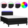 vidaXL Cama box spring con colch&oacute;n y luces LED tela negro 120x190 cm