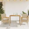 vidaXL Set de comedor jard&iacute;n 3 pzas con cojines rat&aacute;n PE acacia beige