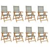 vidaXL Sillas plegables reclinables, 8 unidades, polirat&aacute;n gris y madera maciza.