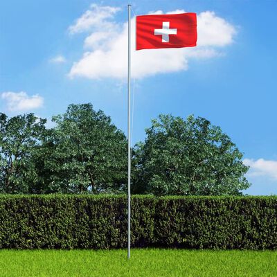 vidaXL Bandera de Suiza y mástil de aluminio 4 m