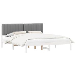 vidaXL Estructura de Cama con Cabecera Tapizada Gris Claro