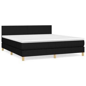 vidaXL Cama box spring con colch&oacute;n tela negro 160x200 cm