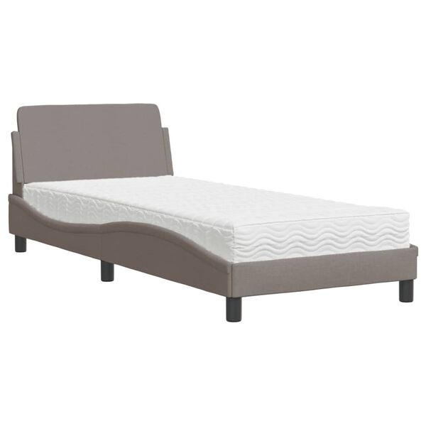 vidaXL Cama con colch&oacute;n Dover tela gris taupe 80x200 cm