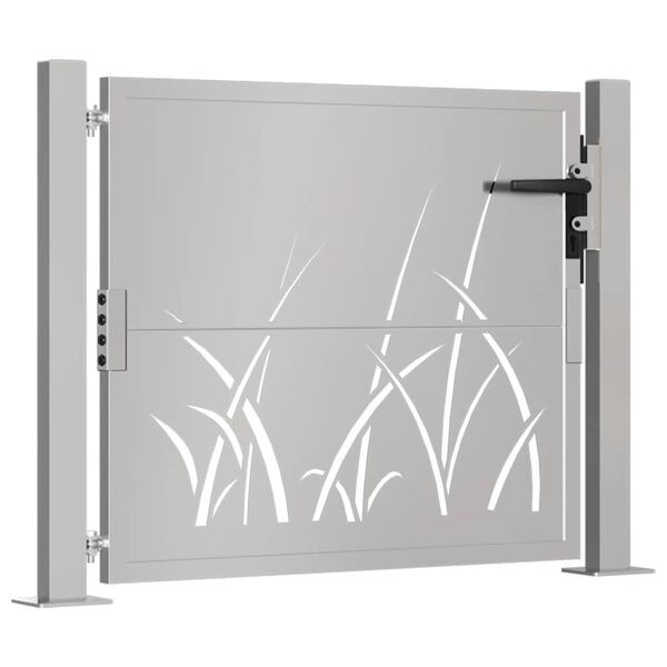 vidaXL Puerta de jard&iacute;n 100x75 cm de acero corten con dise&ntilde;o de hierba