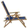 vidaXL Silla de relax reclinable de bambú y tela azul marino