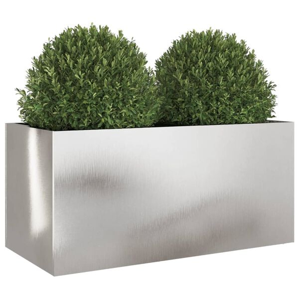 vidaXL Jardinera de acero inoxidable plateado 62x30x29 cm