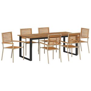 vidaXL Conjunto de Comedor de Jard&iacute;n 7 pcs Beige