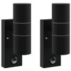 vidaXL Luz de pared exterior 2 uds. Negro 7 x 10 x 22 cm