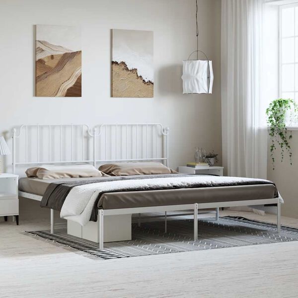 vidaXL Estructura cama sin colch&oacute;n con cabecero metal blanco 183x213cm