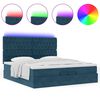 vidaXL Cama otomana con colchones y luces LED azul oscuro 200x200 cm