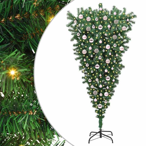 vidaXL &Aacute;rbol de Navidad artificial pre-iluminado al rev&eacute;s con set de bolas