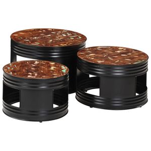 vidaXL Mesas altas de bar forma tambor 3 uds madera maciza reciclada