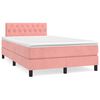 vidaXL Cama box spring con colch&oacute;n y LED terciopelo rosa 120x190 cm
