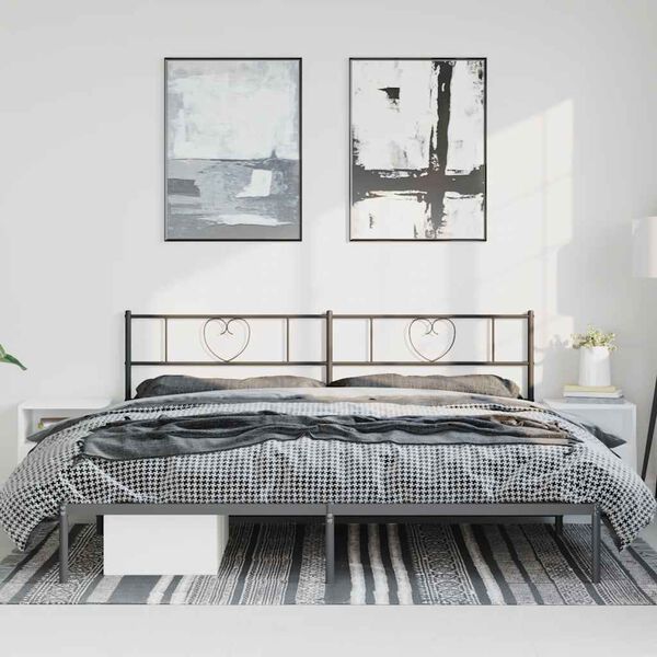 vidaXL Estructura cama sin colch&oacute;n con cabecero metal negro 193x203 cm