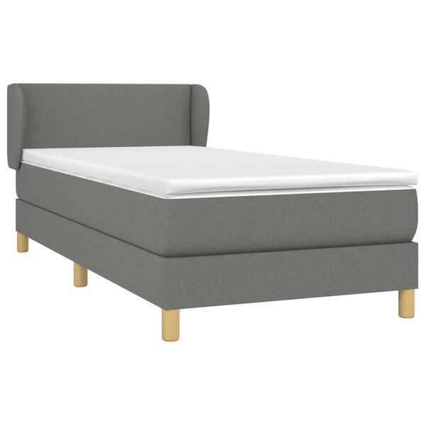 vidaXL Cama box spring con colch&oacute;n tela gris oscuro 100x200 cm