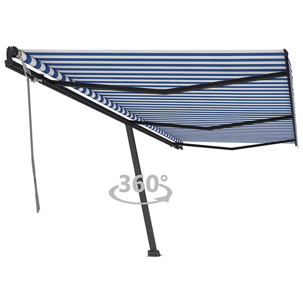 vidaXL Toldo de pie retr&aacute;ctil manual azul y blanco 600x350 cm
