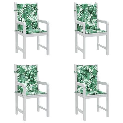 vidaXL Cojines de silla de respaldo bajo 4 uds tela estampado de hojas