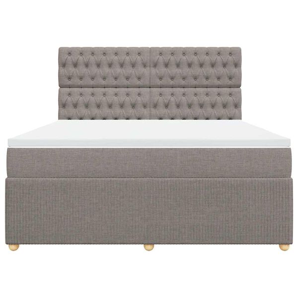 vidaXL Cama box spring con colch&oacute;n tela gris taupe 180x200 cm