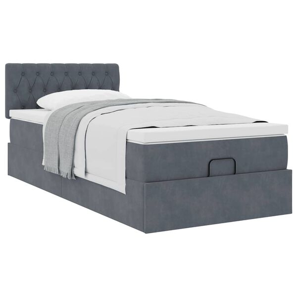 vidaXL Estructura cama otomana colch&oacute;n terciopelo gris oscuro