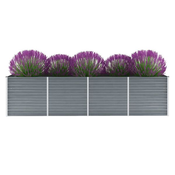 vidaXL Arriate de jard&iacute;n de acero galvanizado gris 320x80x77 cm
