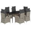 vidaXL Set comedor jard&iacute;n 7 pzas y cojines rat&aacute;n sint&eacute;tico gris claro