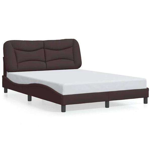 vidaXL Estructura de cama sin colch&oacute;n Hvar tela marr&oacute;n oscuro 140x190 cm