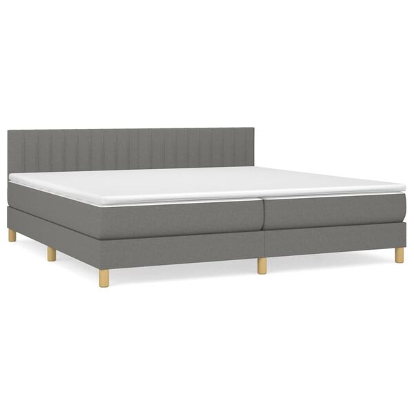 vidaXL Cama box spring con colch&oacute;n tela gris oscuro 200x200 cm